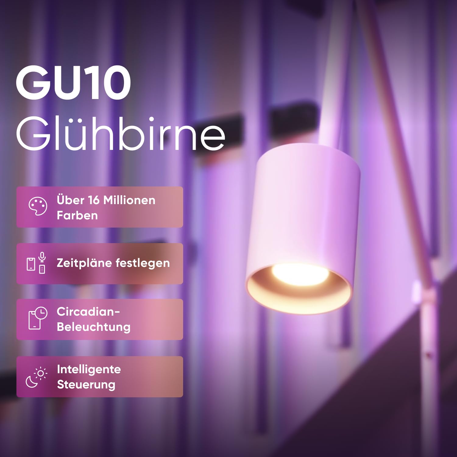 Nanoleaf Matter GU10 Smart LED Lampe - 3 RGBCW Dimmbar Glühbirne, 16 Mio. Farben, 400 Lumen, WiFi Bluetooth App/Sprachsteuerung (Alexa, Apple, Google), Wohn- & Schlafzimmer Deko