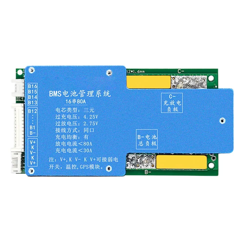 18650 Batterie BMS 16S 60A 60V - Batterie Port Commun Chargeur avec Protection de TempéRature pour Escooter