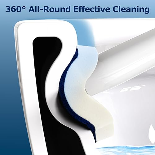 Miniatura 7 de Cepillo desechable para inodoro juego de cepillo y soporte con 40 recambios de varita y mango extendido, sistema de limpieza de inodoro para