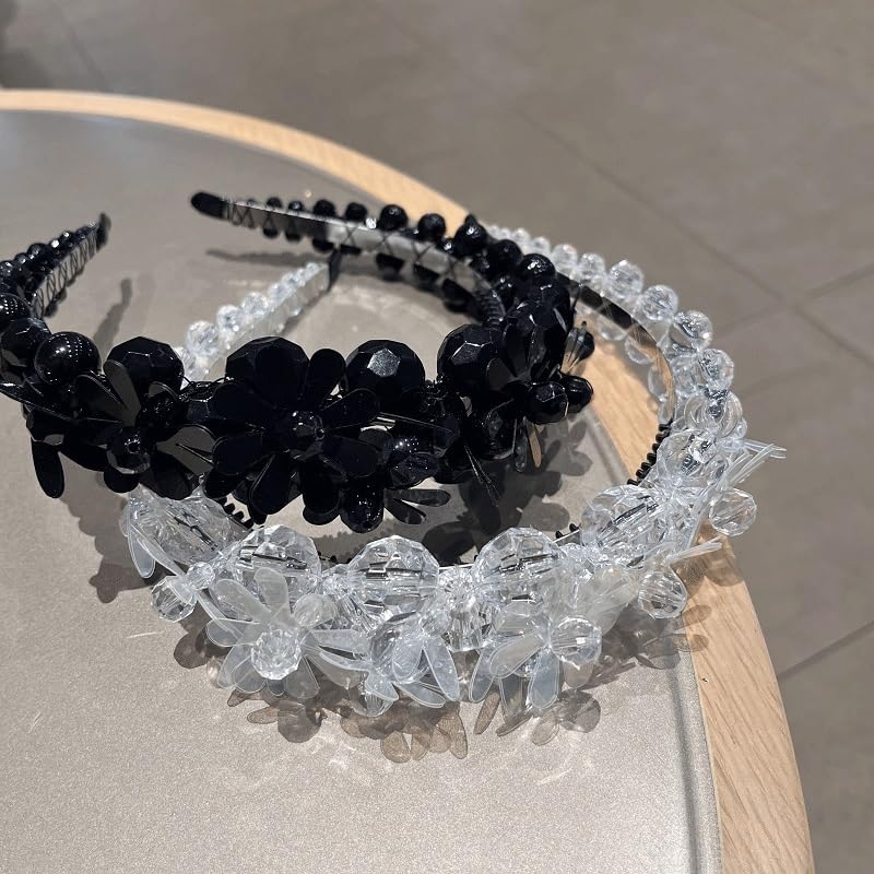 Black And White Crystal Diamond Hairband Minimalist Versatile Temperament Headwear Super Immortal Go Out