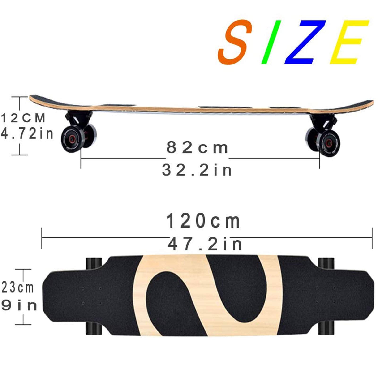 Planche à roulettes Freestyle Premium Haut de Gamme de 47 Pouces, Planche à roulettes Cruiser pour Adultes et Adolescents, Mise à Niveau 2020