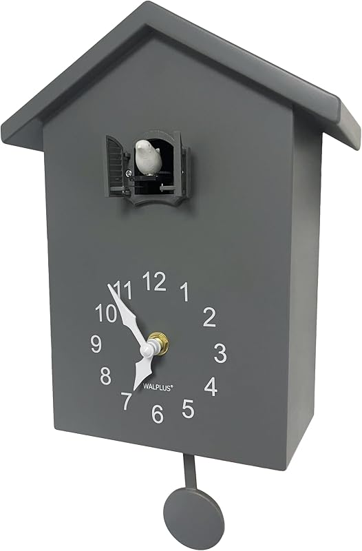WALPLUS Vintage Kakukk Falióra Szürke Ingás Elemmel Működő Hangerő Szabályozható Kakukkszóval Nappali Iroda Dekoráció