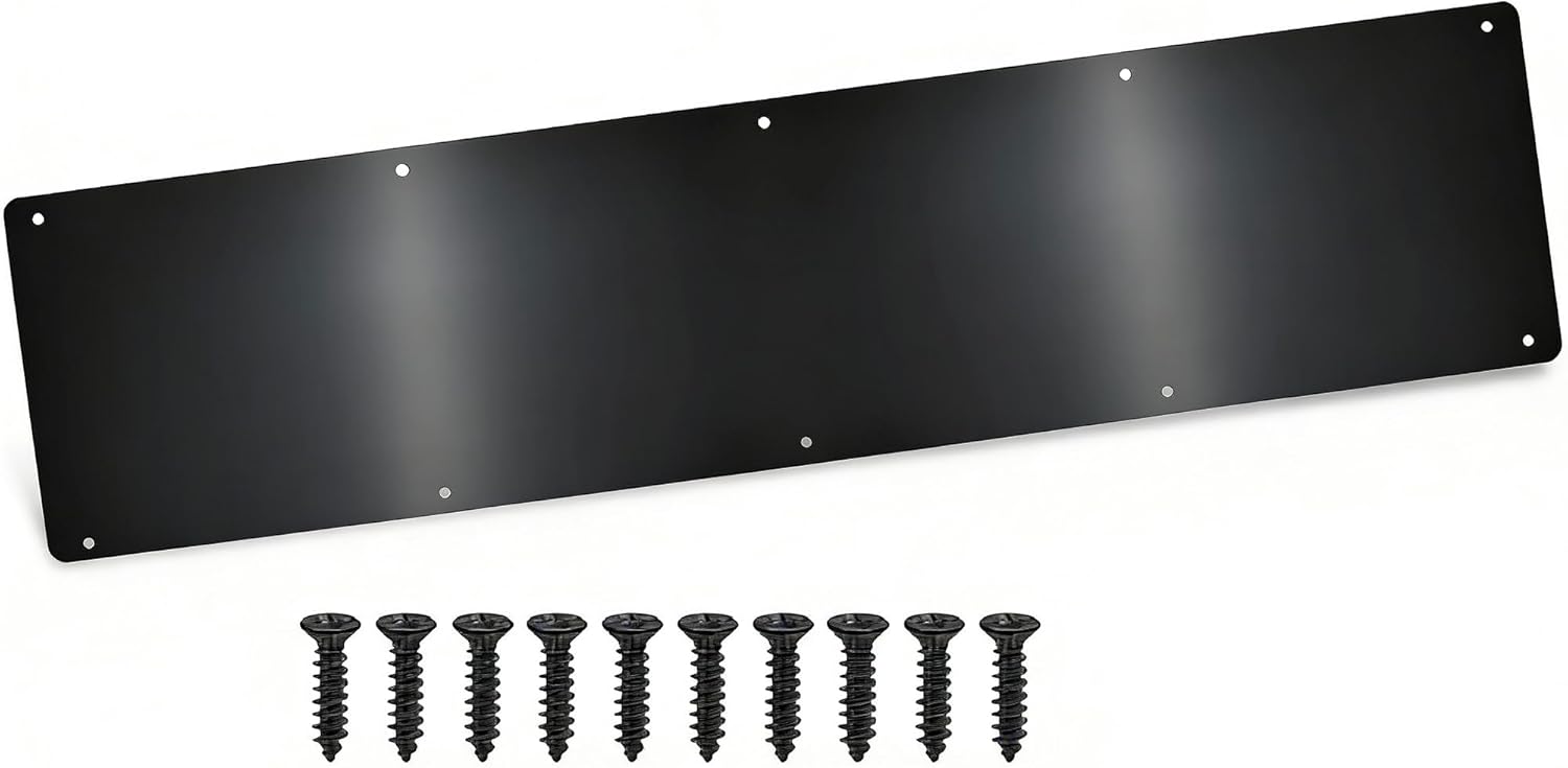 Door Kick Plate, Metal Kickplate for Bottom of Door,6x34 inch Aluminum Metal Plate Rounded Corners for 36" Interior Exterior Doors(Black)