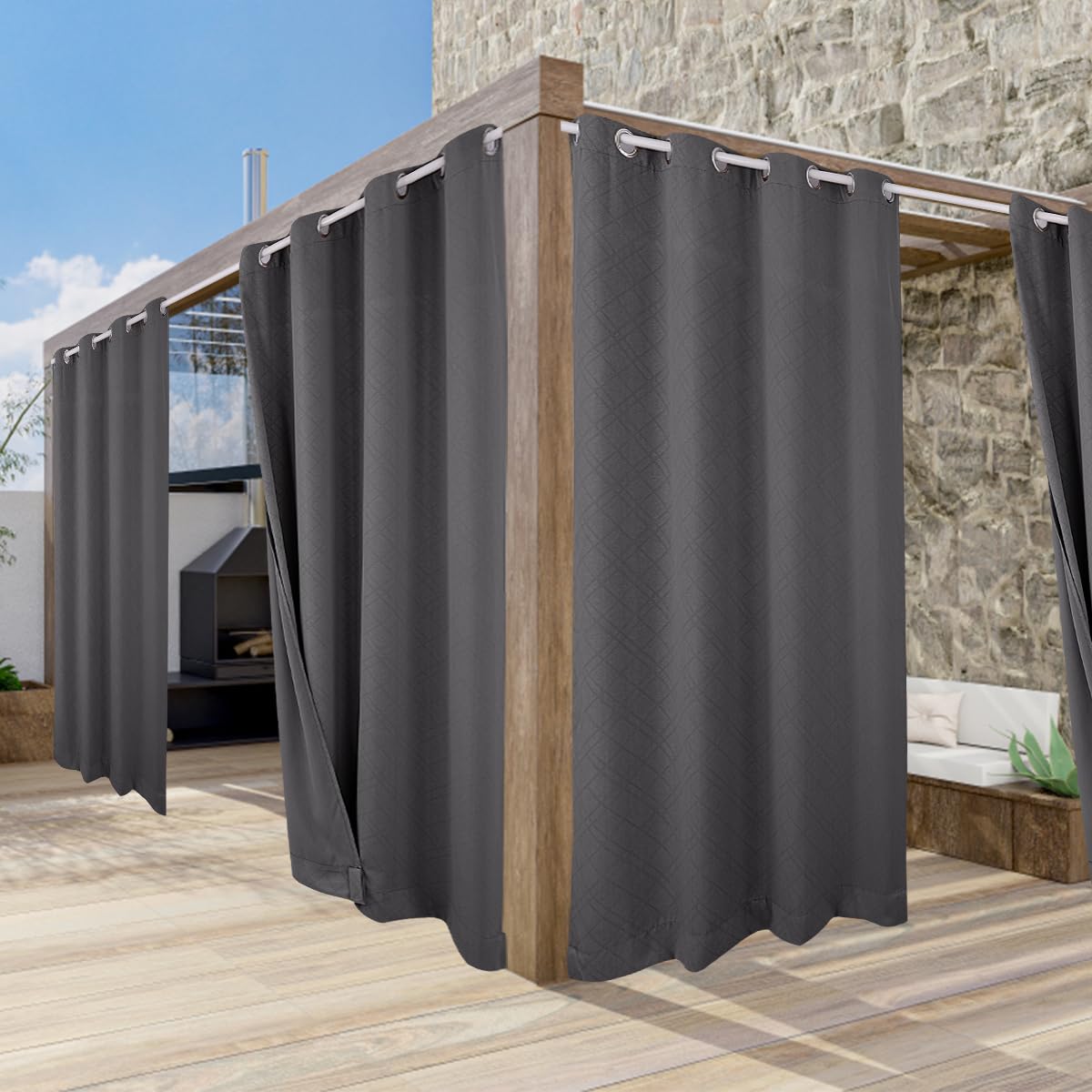 ele ELEOPTION Tenda per Esterni, Impermeabile, Protezione dai raggi UV, con Occhielli Superiori e Inferiori, per Giardino, Cortile, Balcone, 3D con Texture, Grigio Scuro, 1 Pezzo / 132 X 213cm