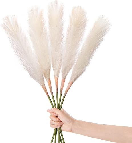 Miniatura 4 de Decoración de hierba de pampa blanca de 31 pulgadas de alto, 5 piezas de plantas artificiales de pampa para el hogar, cocina, decoración de casa de