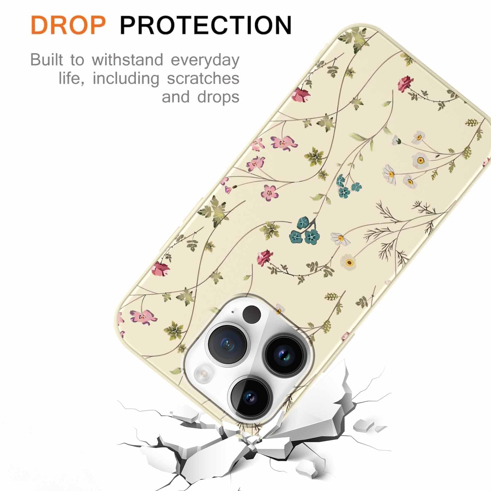 Yoedge 2 × Funda Para IPhone 12 / IPhone 12 Pro 6,1", Carcasa Para Teléfono Móvil Con Blanco Flores Lindo Dibujos Aesthetic Cover, Soft Cristal Caja