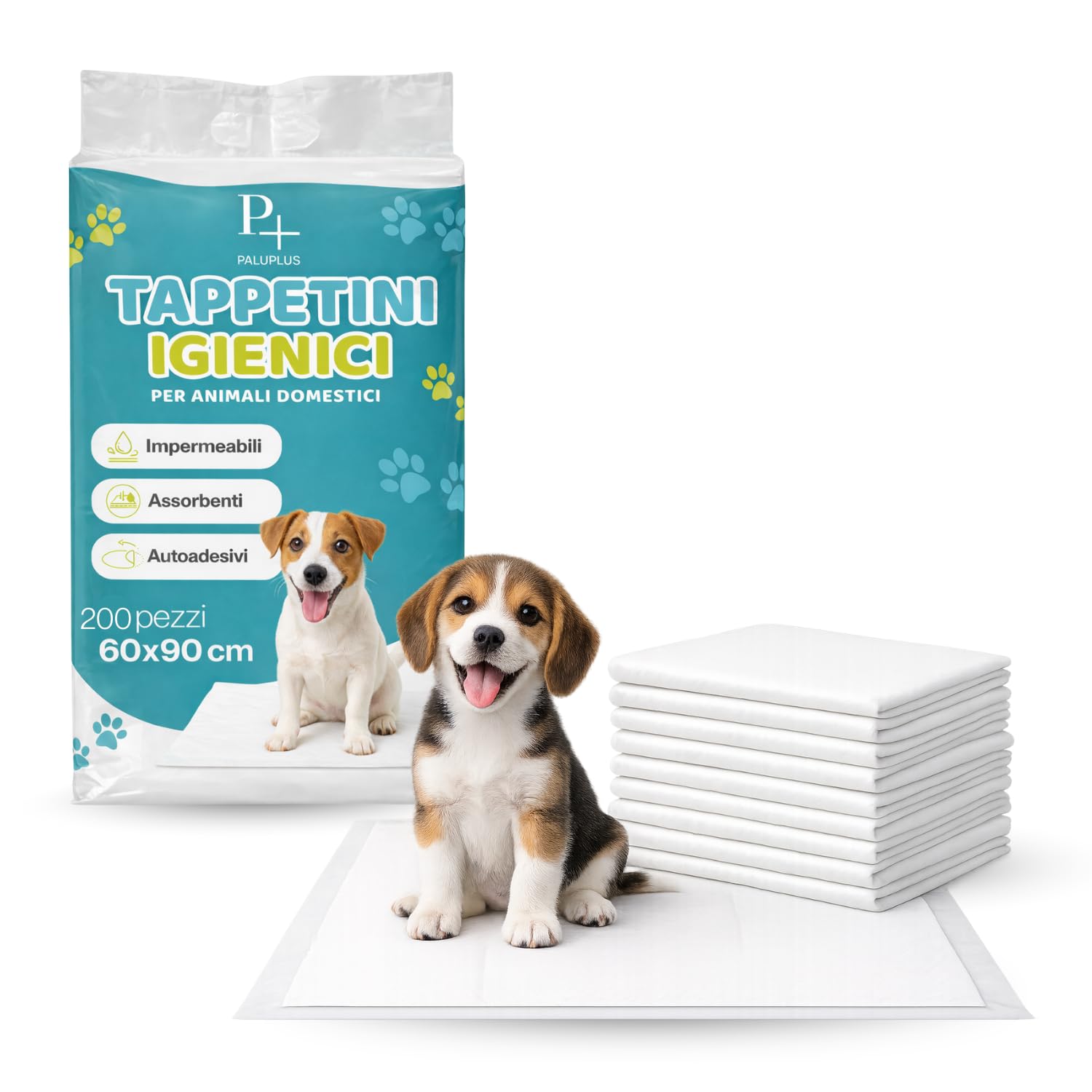 Palucart® tappetini igienici per cane 60x90 traversine per cani -- 200 -- pezzi animali domestici con adesivo anche per gatti anti odore