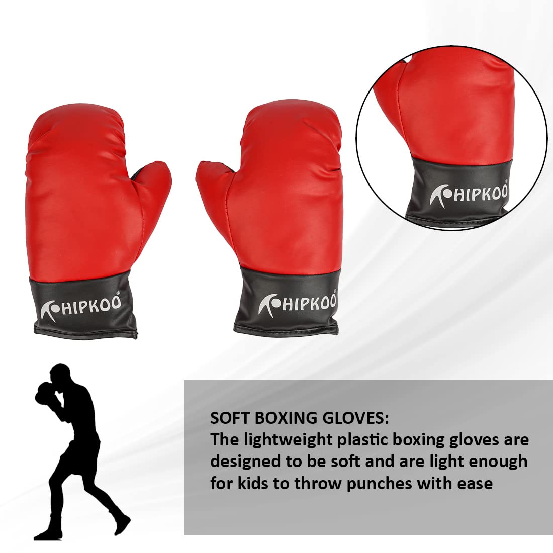 Hipkoo Sports Kids Champ Junior Boxing Kit Set | 1 Punching Bag, 1 Head Guard, 2 Boxing Gloves | Boxing Training Punching Bag and Gloves for Boys and Girls | for 3 to 10 Years Kids (Set of 4) 4