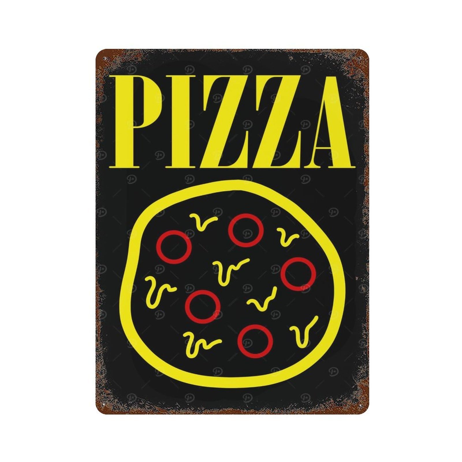 Pizza Spirit Retro Metal Sign 15.7"x11.8", for Pub, Kitchen And Man Cave Decor, Industrial Home Decor
