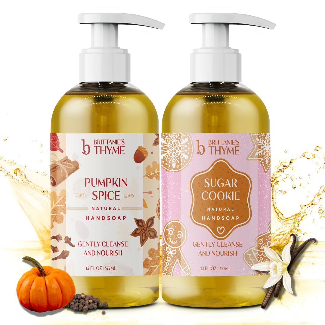 Brittanie's Thyme Fall Natural Olive Oil Liquid Hand Soap | Vitamin E to Replenish Moisture and Nourish Skin (Pumpkin Spice/Sugar Cookie)