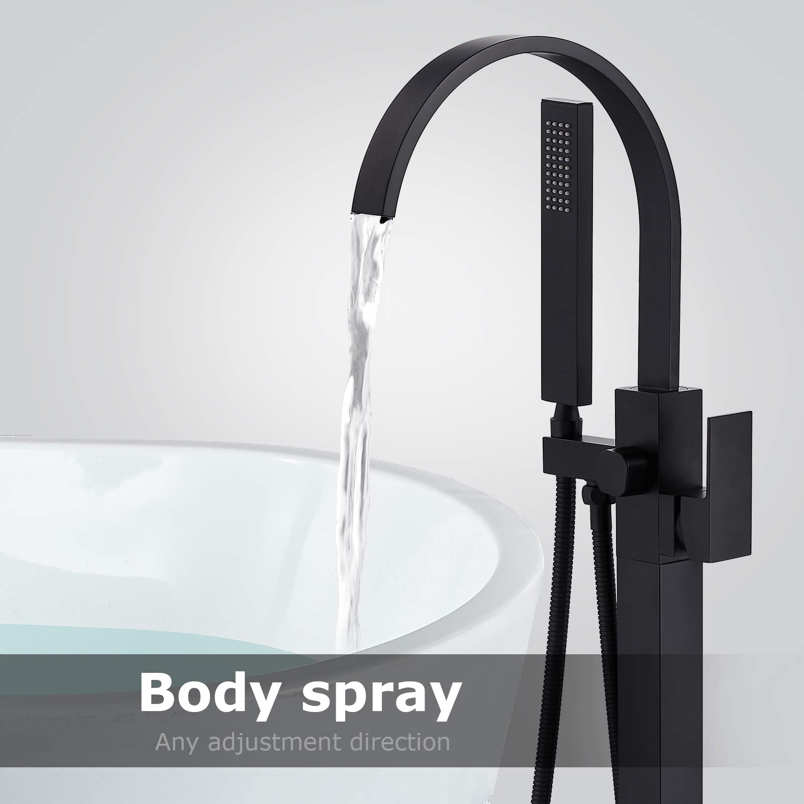Aolemi Matte Black Freestanding Tub Filler Bathtub Faucet Floor Mounted