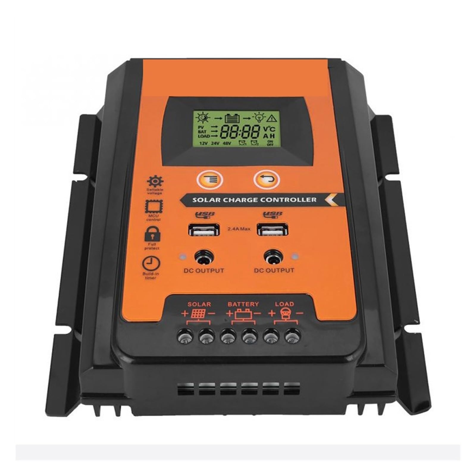 CUDTAPI Solar Charge Controller 12V 24V 30A 50A 70A MPPT Solar Charge Controller Solar Panel Battery Regulator Dual USB LCD Display(50A)