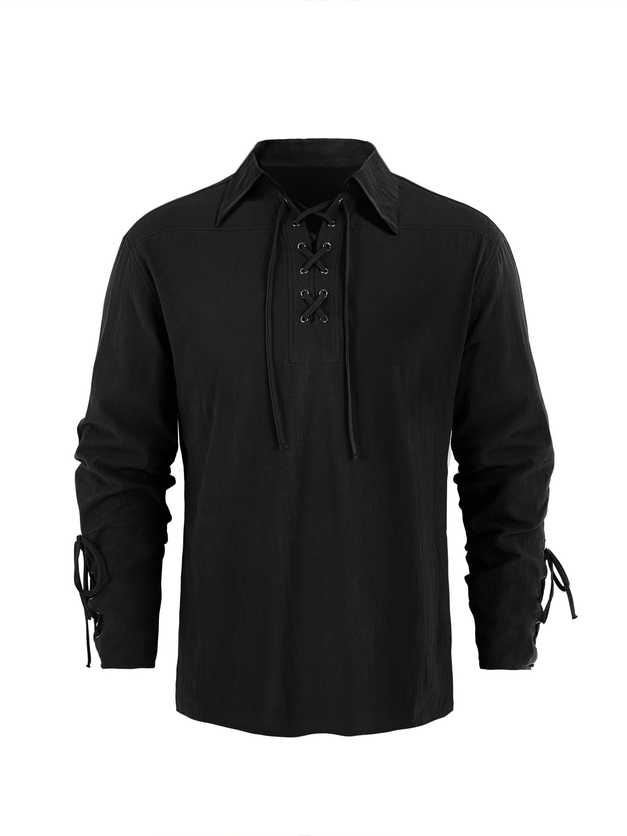 Mens Medieval Pirate Shirt Steampunk Retro Renaissance Viking Long Sleeve Lace Up Mercenary Halloween Scottish Tops