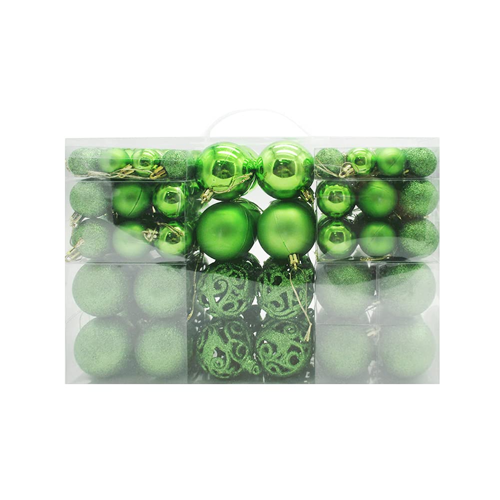 Uposao Juego de 100 bolas de Navidad surtidas, inastillables, decorativas, para colgar, con paquete de regalo reutilizable para decoración de árbol de Navidad