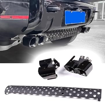Khan Look Tail Pipe Throat fits for LR Defender 110 130 90 2020-2024 Dual Exhaust Pipe mask Exhaust Modification Decorative Accessories Stainless Steel 2.0L Black