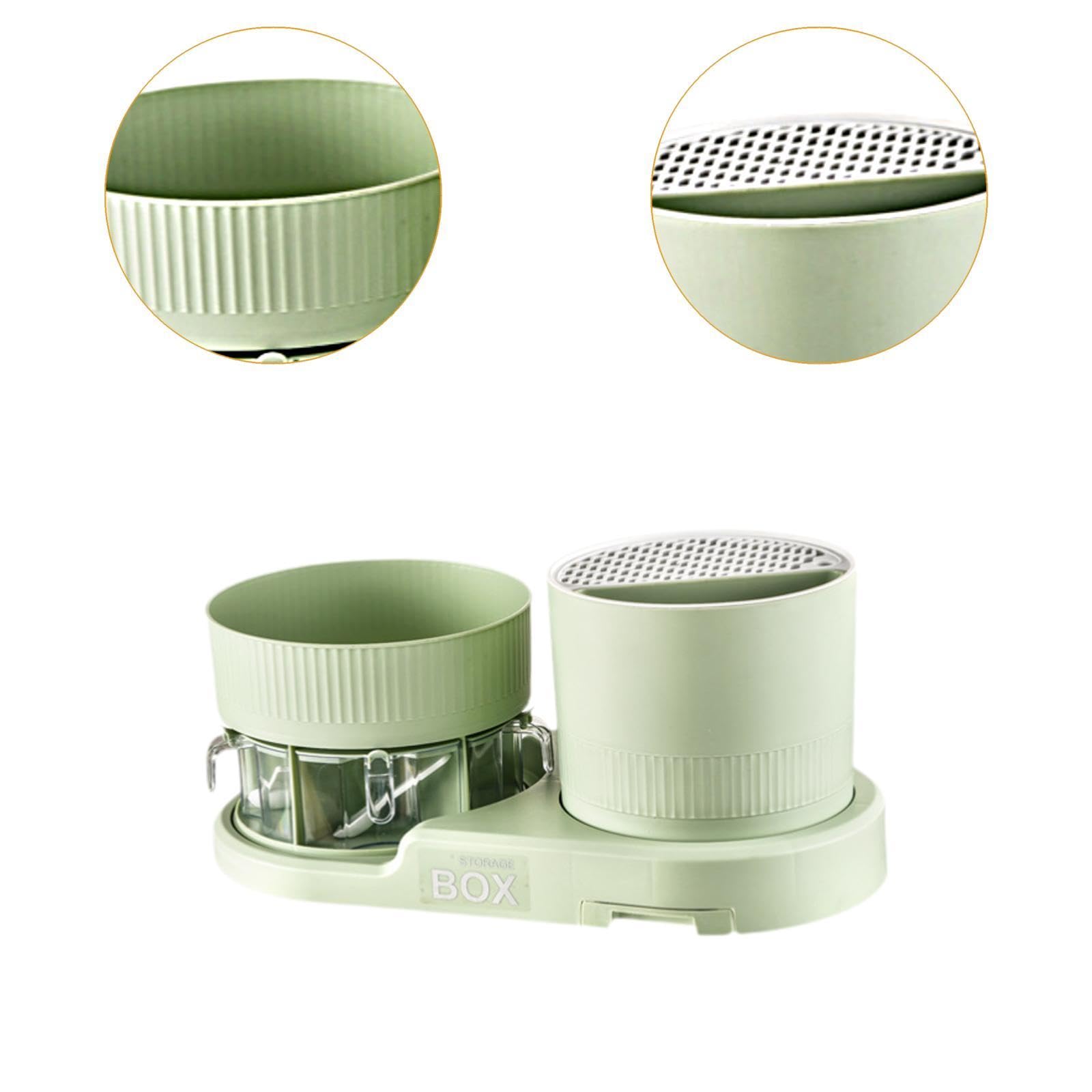 Étagère à épices avec Rangement pour ustensiles de Cuisine, Vert