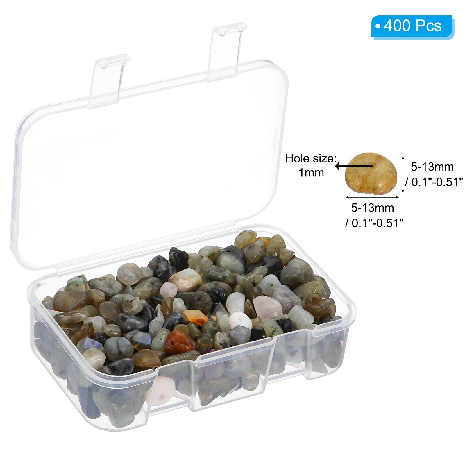 PATIKIL Chip Stone Natural Rock Beads Loose Gemstone Beads Drilled Strand for Jewelry Craft Making 400pcs, White/Brown - Image 2