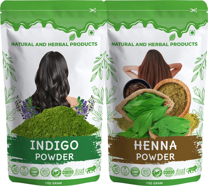 natural and herbal products Henna Indigo Powder Combo/Herbal Natural Hair Powder/Long-lasting Black Colour/Smoothness & Shine/Hair Growth for Men & Women/Dye/Mehndi/Leaves/Pure/Organic/Thicker/Stronger-picture-42