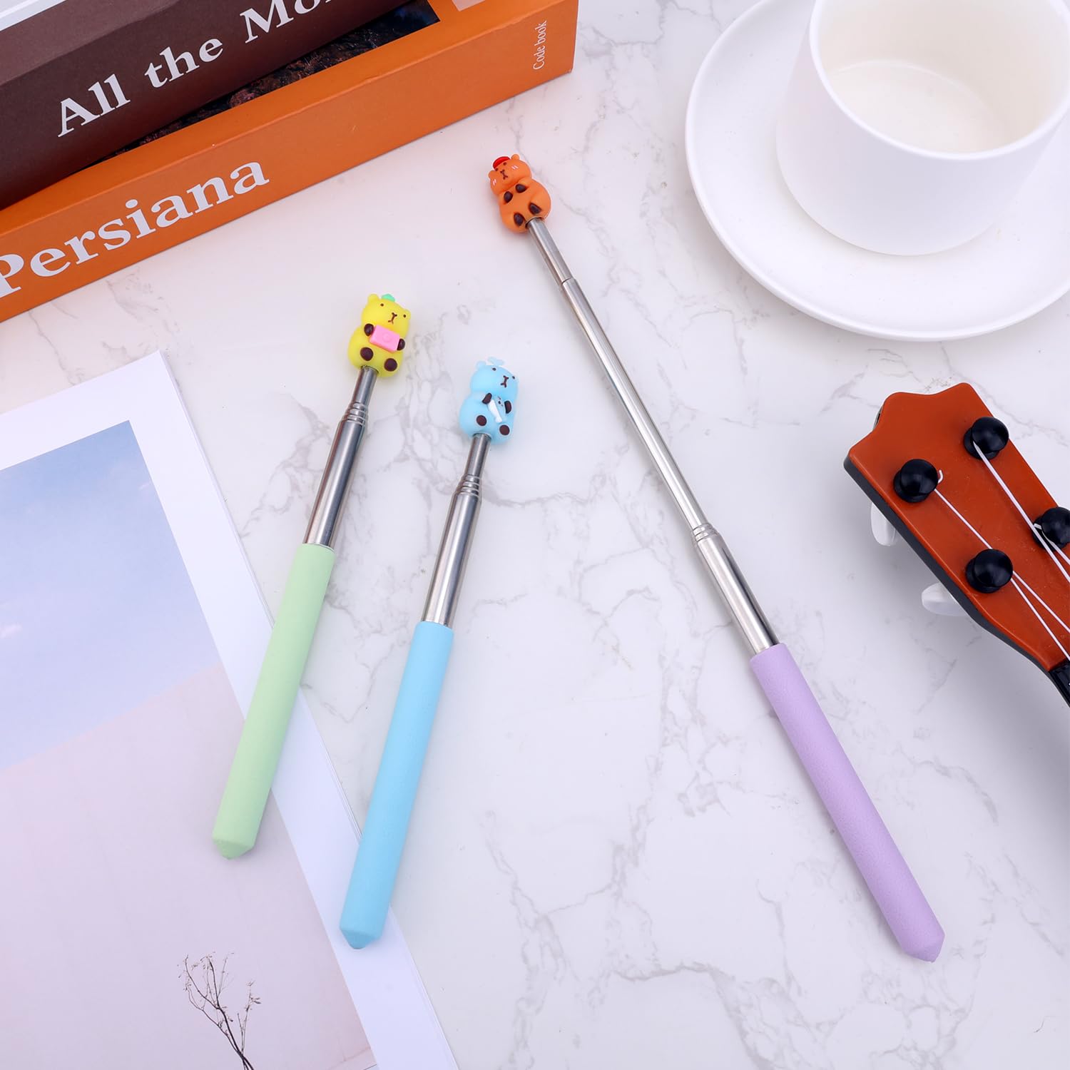 3pcs Pointer Stick for Classroom Retractable Teacher Pointer Stick Extendable Cute Telescopic Presenter Tool for Elementary Kindergarten School Whiteboard Kids Reading Teacher Supplies (Bear Style) - Image 3