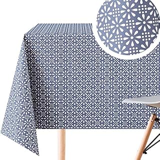 KP Home PVC Table Cloth Wipe Clean Tablecloth Rectangular 250x140cm | 98x55 Wipeable Table Cloth Hard-Wearing Waterproof Plastic Table Cover Kitchen Oilcloth Tablecloth In Beige And White Retro Flower