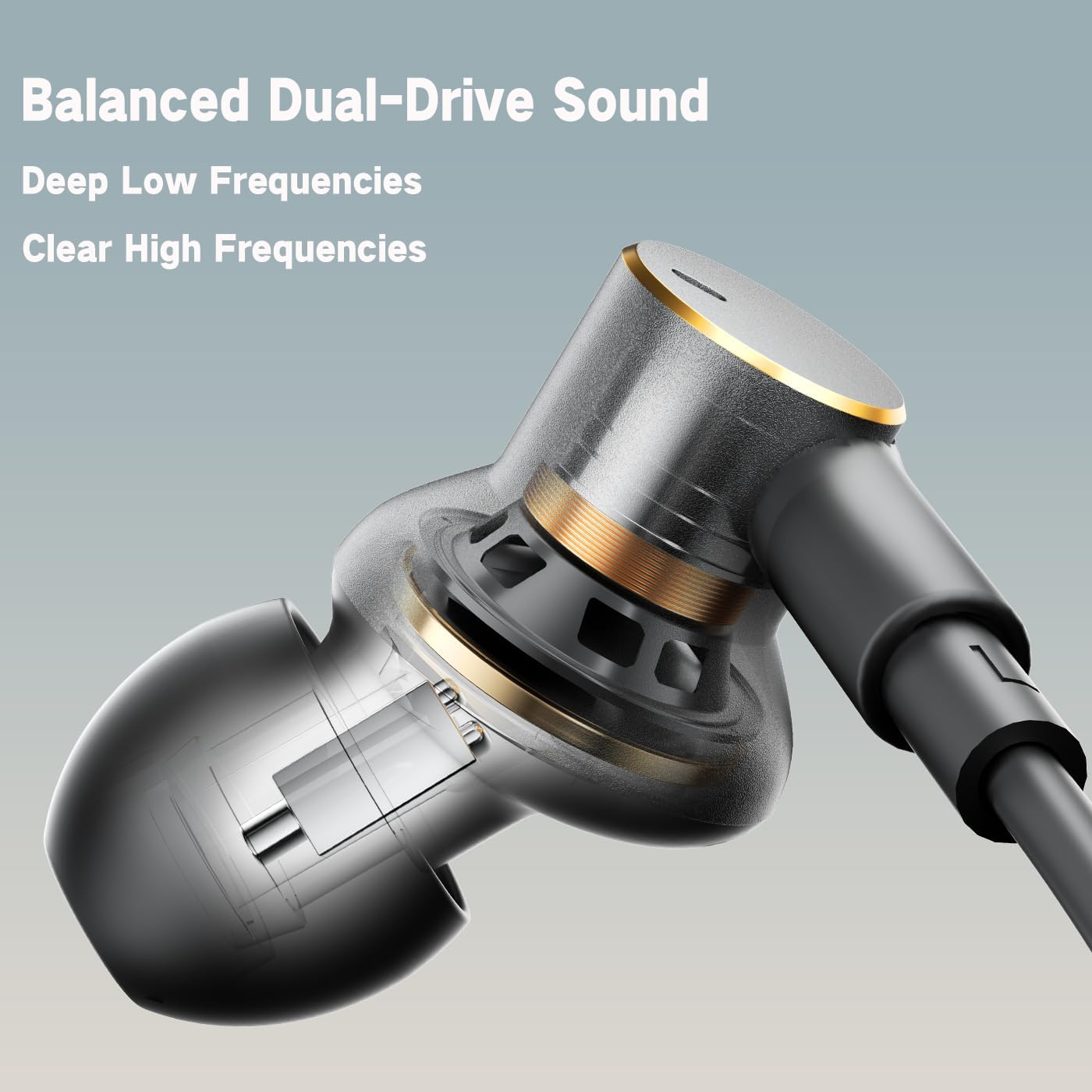 USB-C Earbuds Noise Cancellation Call,Hybrid Driver (1DD+1BA) Deep Bass Wired Headphones Type C Plug Ear Bud Noise-canceling Mic Earphone Compatible with iPhones 17 16 15 pro max Samsung and C Port