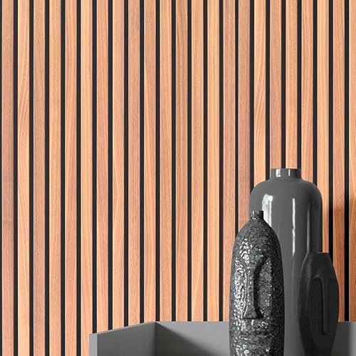 Papel Auto Adesivo De Parede Decorativo Tipo Madeira Gesso Ripado Lavável 45cm X 5m (Madeira Ripado