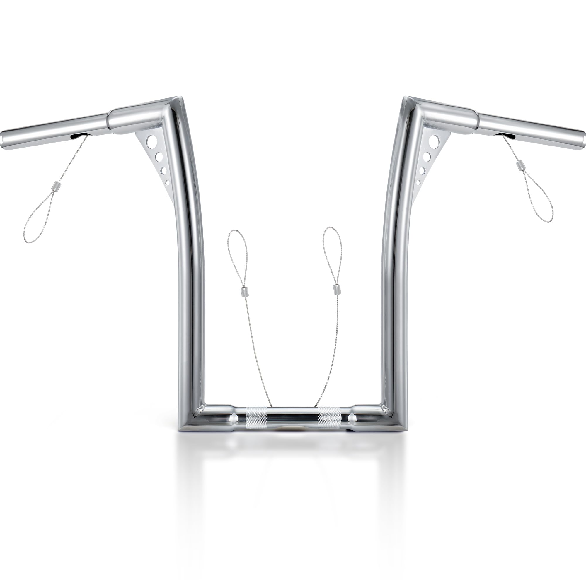 MoKitDora Sportster Dyna Softail 14” Rise Ape Hangers 1.25” Fat 1" Clamp Handlebar Z Bars for Harley XL 883/1200,1994-up Road King &amp; 1998-2013 Road Glide, Chrome