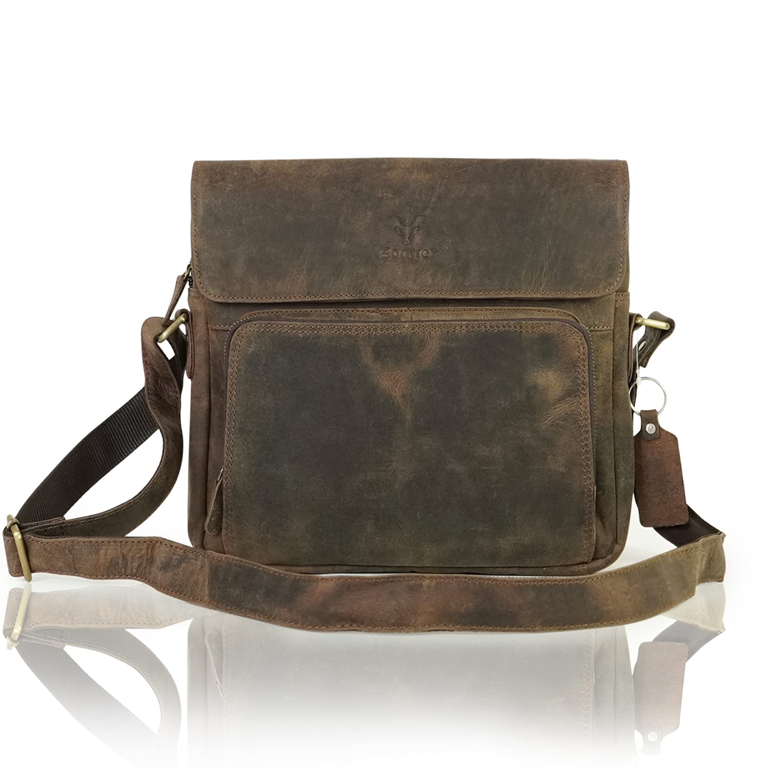 GoatterMens Hunter Leather 12”Inch Messenger Bags,[GTHT-11]