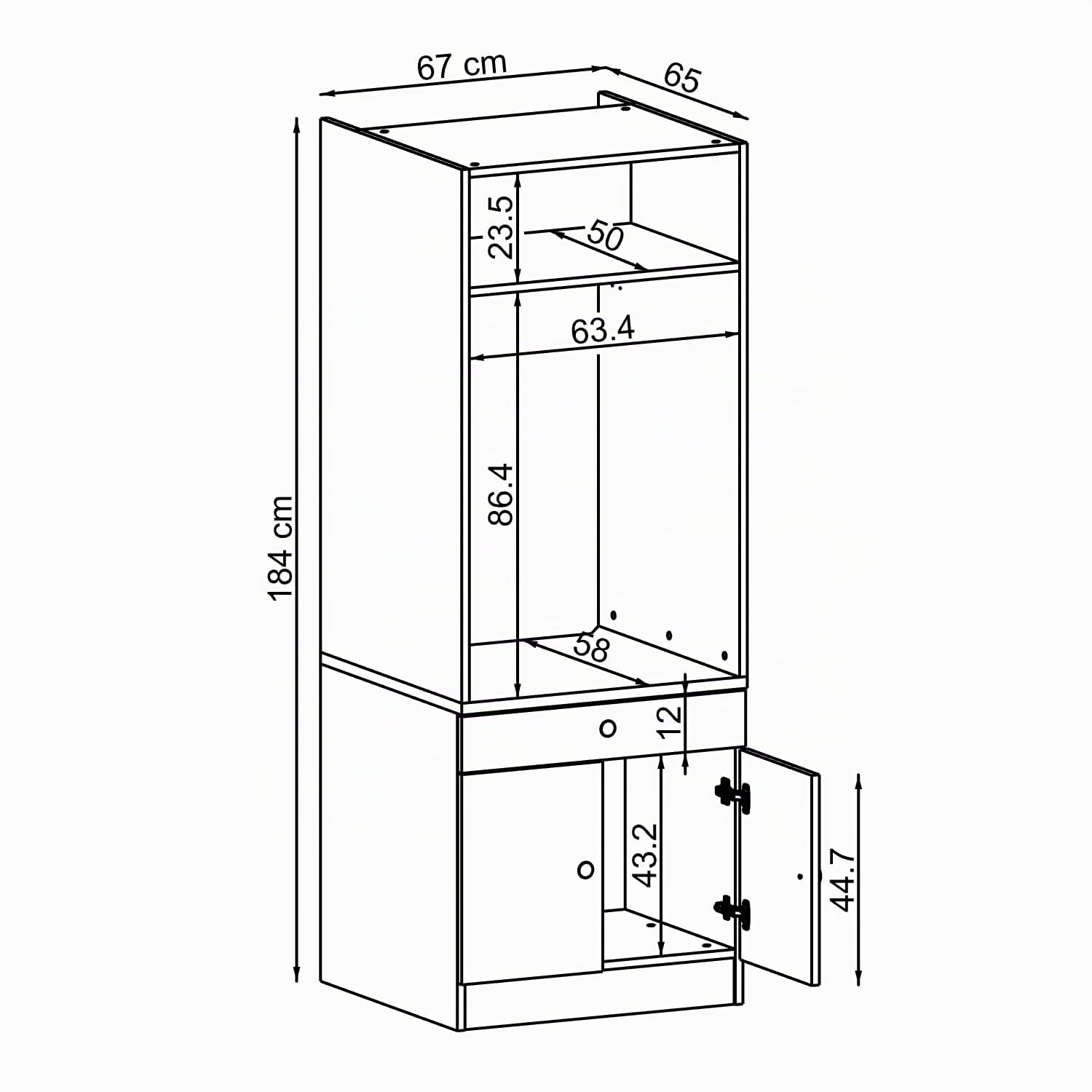 ROOMART Armoire de machine à laver avec plateau coulissant - Peu encombrante - Pratique - Idéal pour la buanderie (chêne noir, 1 armoire - 184 cm de haut)