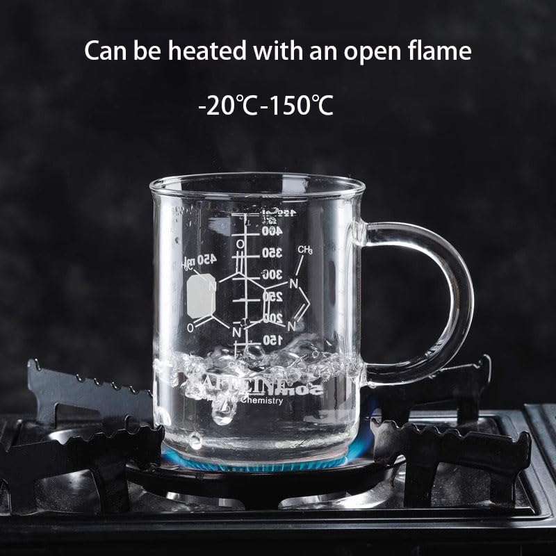 Tazza graduata in vetro borosilicato resistente al calore - 1/2 pezzi Becher graduato da cucina con manico for caffè e latte(2pcs)