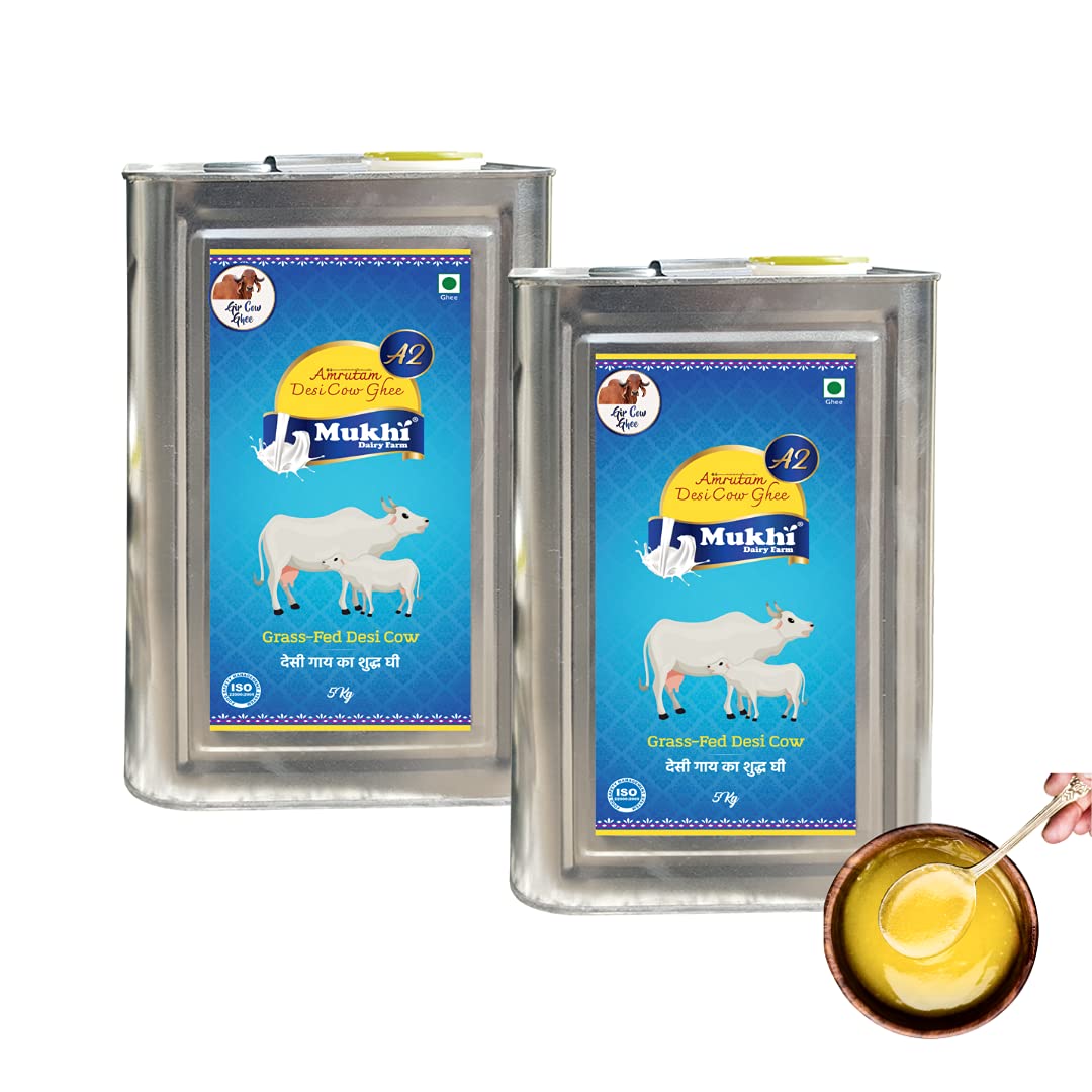 Mukhia Amrutam A2 Desi Cow Ghee | Certified A2 Ghee | Pure Desi ghee | Natural with High Nutritional Value Direct from Farm (5Kg Pack of 2) (B098R3H8FD) Amazon Price History, Amazon Price Tracker