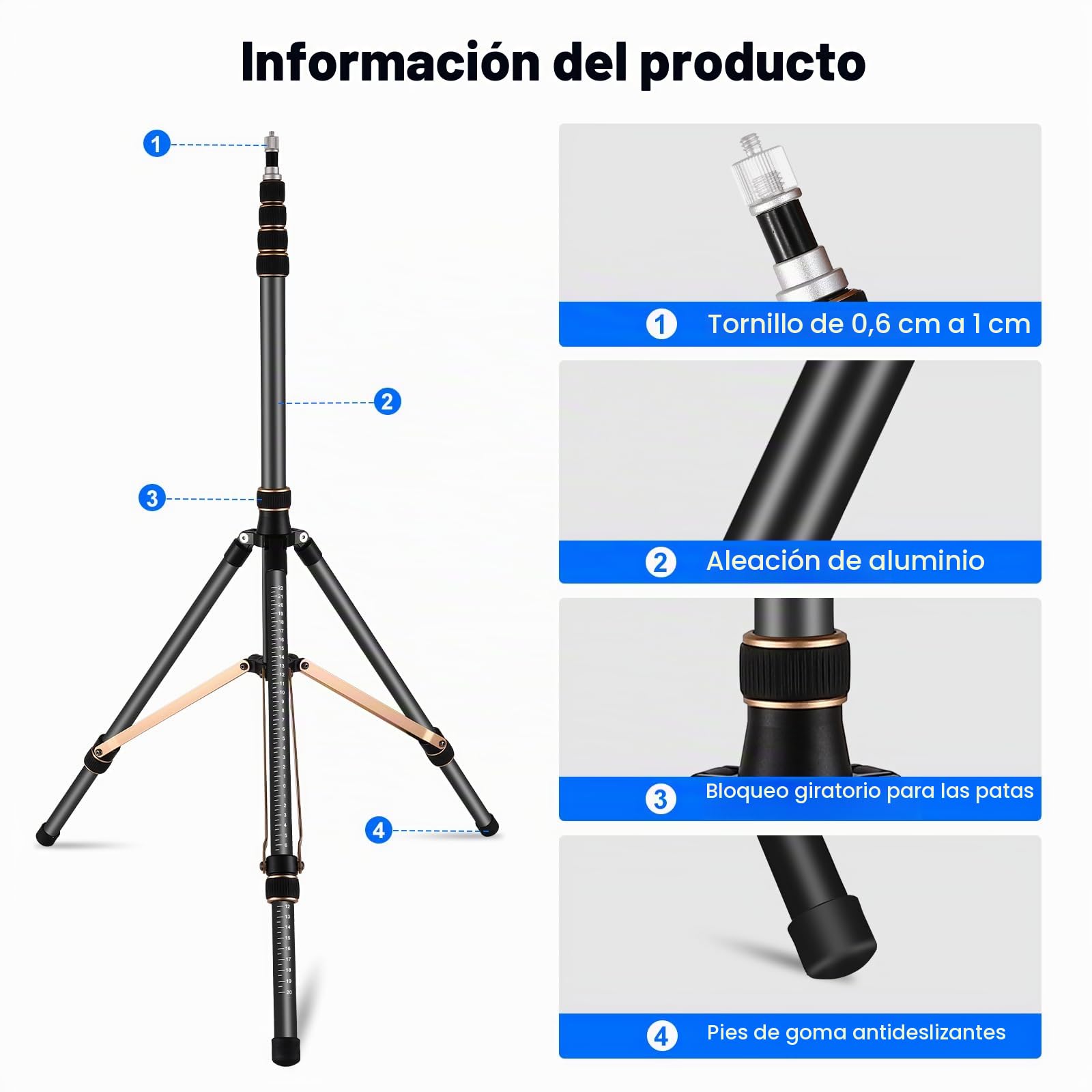 Soonpho Soporte Luz Aleación Aluminio con 180° Patas Reversibles, 1/4"-3/8" Adaptador Tornillo y Bolsa,102,36in/260cm Trípode Viaje Portátil para Fotografía Exterior Speedlite Strobe Softbox