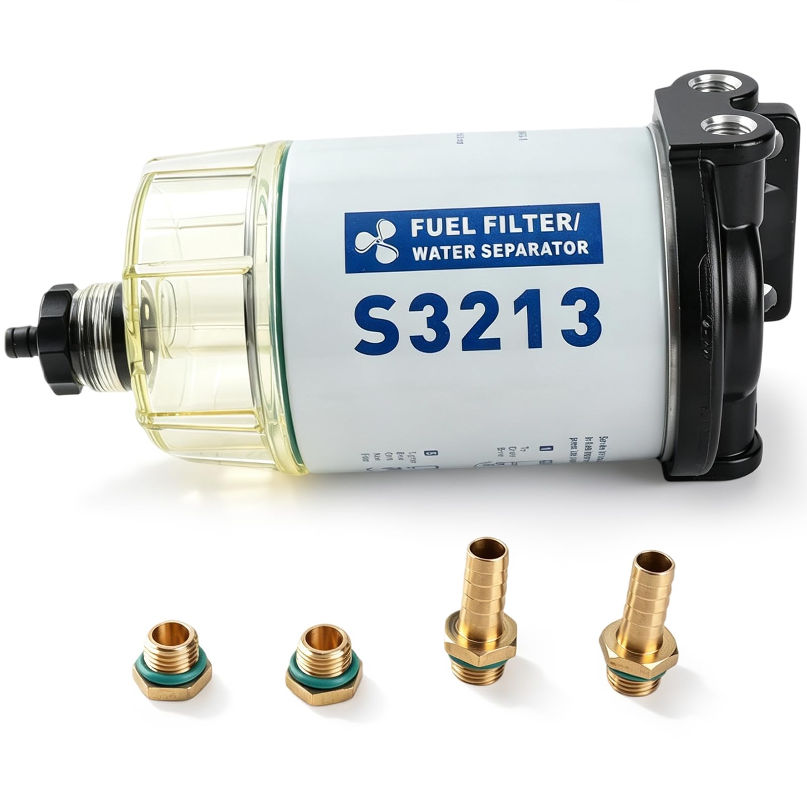 Marine Water Separator, S3213 Impurity Removal Yacht Fuel Water Separation Filter Boat Marine Fuel Filter FuelWater Separator for Boat Outboard Motor
