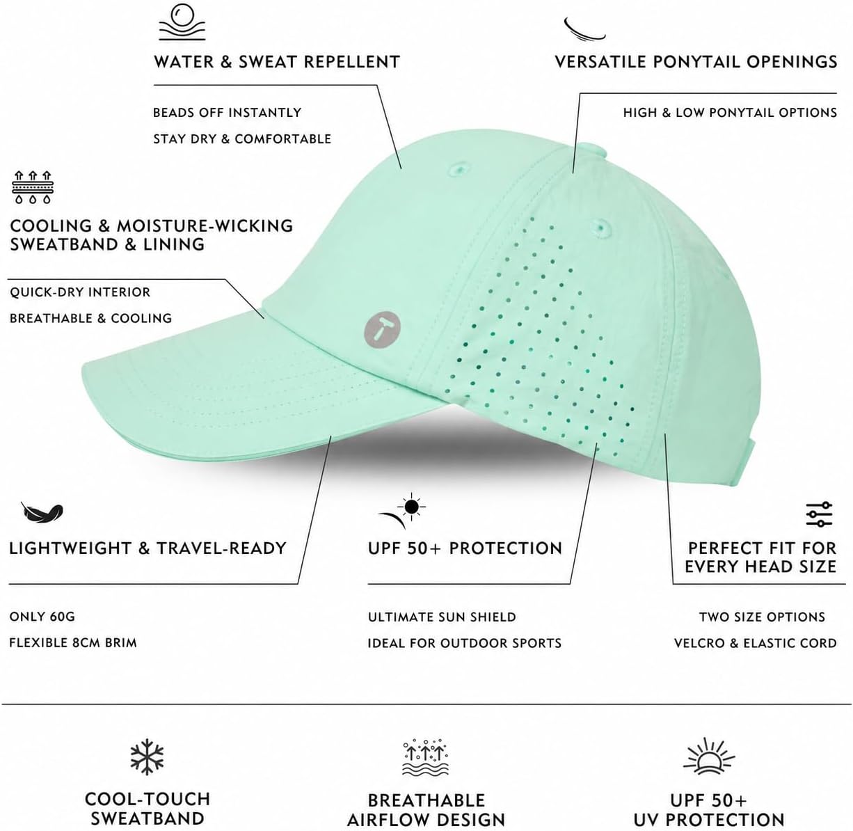 ChicPony™ Cooling High Ponytail Baseball Cap for Women UPF 50+ Sun Hat image 4