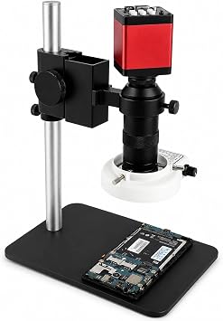 Kenly 13MP HD End striyel Mikroskop Kamera 60FPS, 130X C-Mount Lens, 56 LED Halka I k, HDMI VGA  k , Metal Standl  Profesyonel Mikroskop Seti