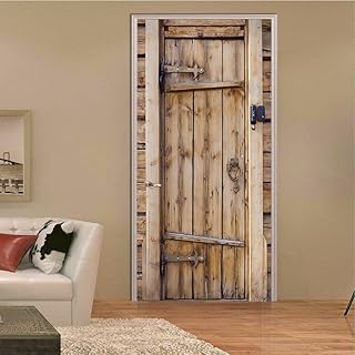 Türtapete Selbstklebend Vintage Holzbrett Türfolie Türposter 3D Fototapete Retro Holztür Türaufkleber Abnehmbar Tür Aufkleber Wandtattoo für Kinderzimmer Badezimmer 80x200 cm G/T3075