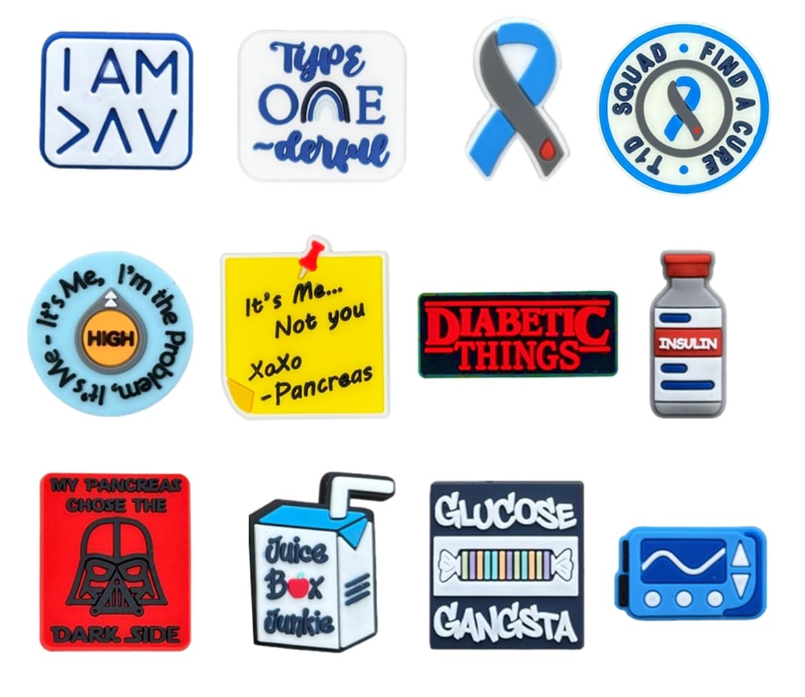 Diabetes Awareness Shoe Charms for Crocs - Great Diaversary Gift - Fun, Expressive Messaging to Bring Awareness