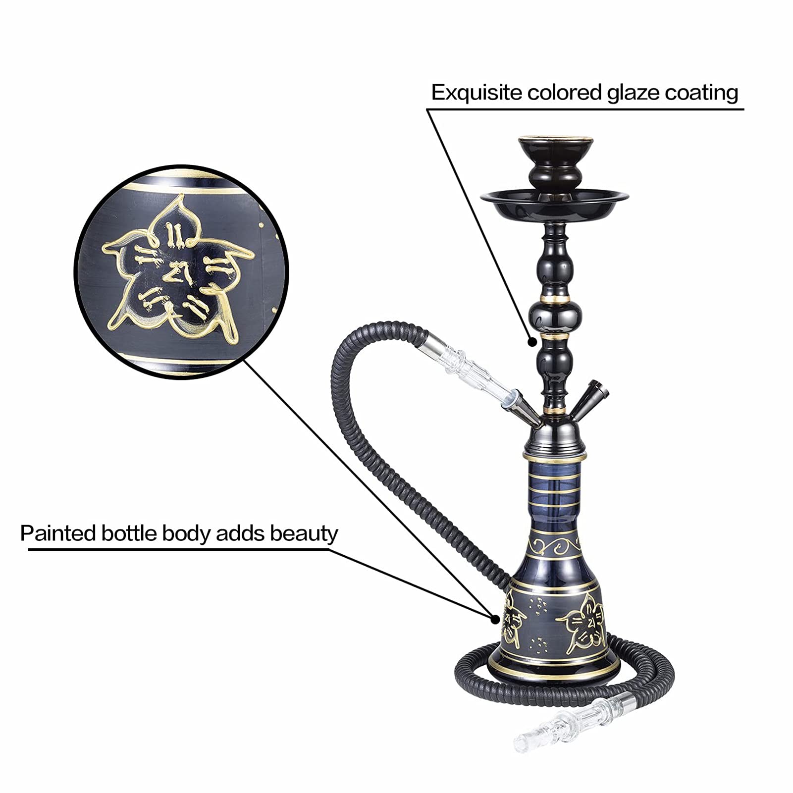 Juego De Nargota, 2 Manguera Premium Shisha Hookah Kit, Cubo Micro Modern Cube Hookah Acrílico Con Tazón De Cerámica Y Pinzas De Carbón Florero De Vidrio Cenicero.