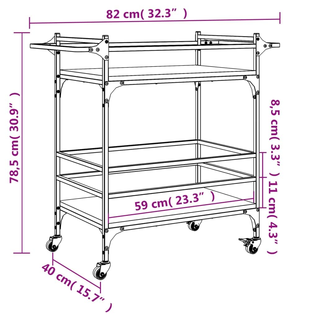 vidaXL Küchenwagen Schwarz 82x40x78,5 cm Holzwerkstoff