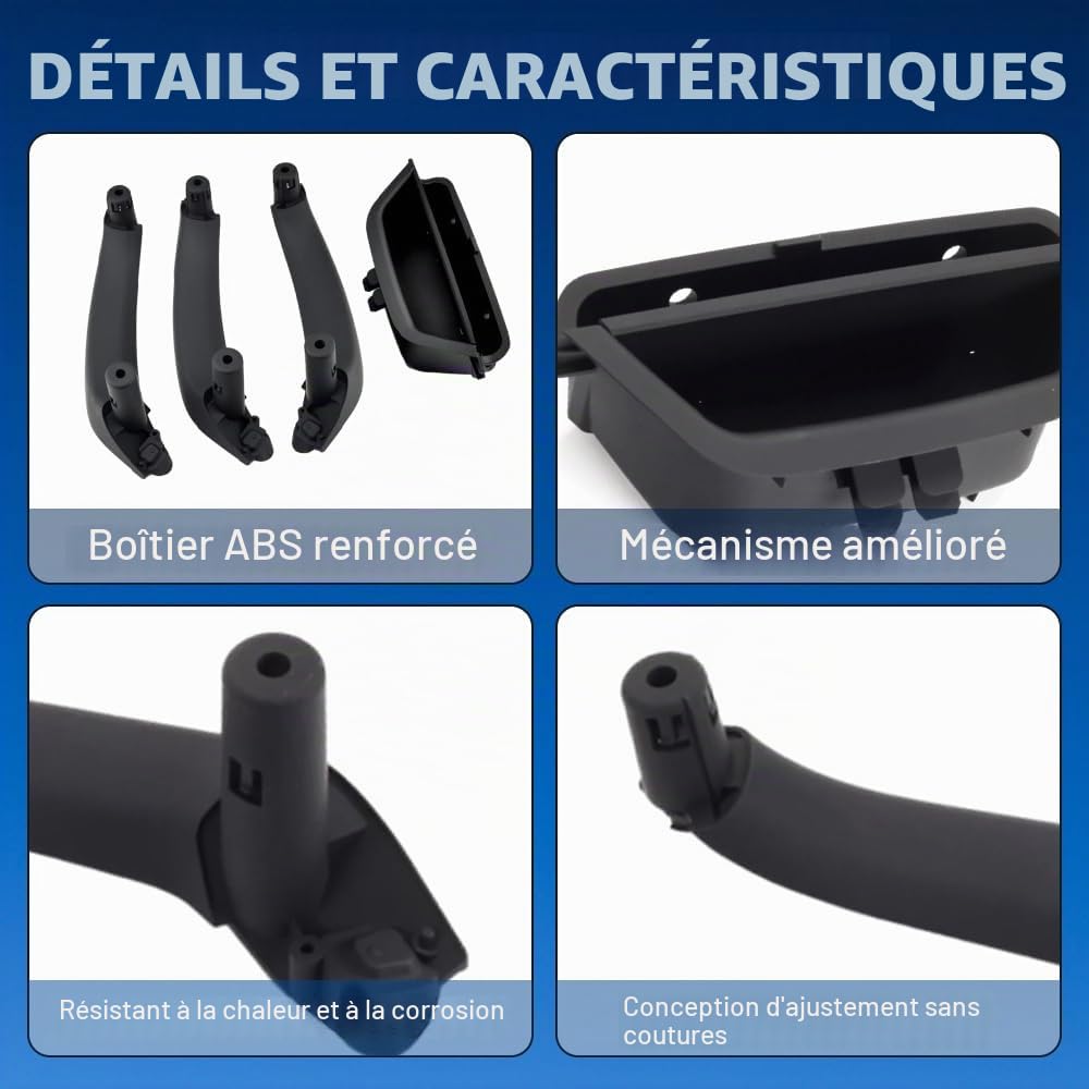 Poignée de porte intérieure de voiture de rechange compatible avec BMW X3 F25 X4 F26 2010-2017 51417250307 51419209216 51419209215 modèles d'entraînement à poignée droite