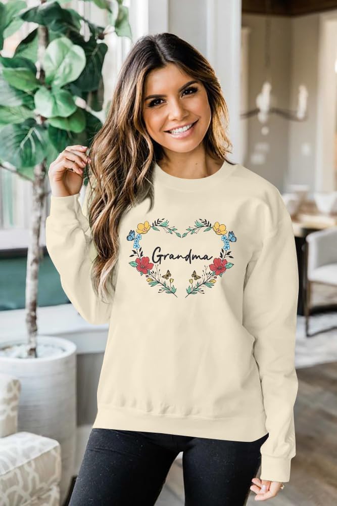 KIDDAD Grandma Sweatshirt for Women Cozy Floral Heart Grandma Sweater Shirt Casual Pullover Tee Top - Image 5