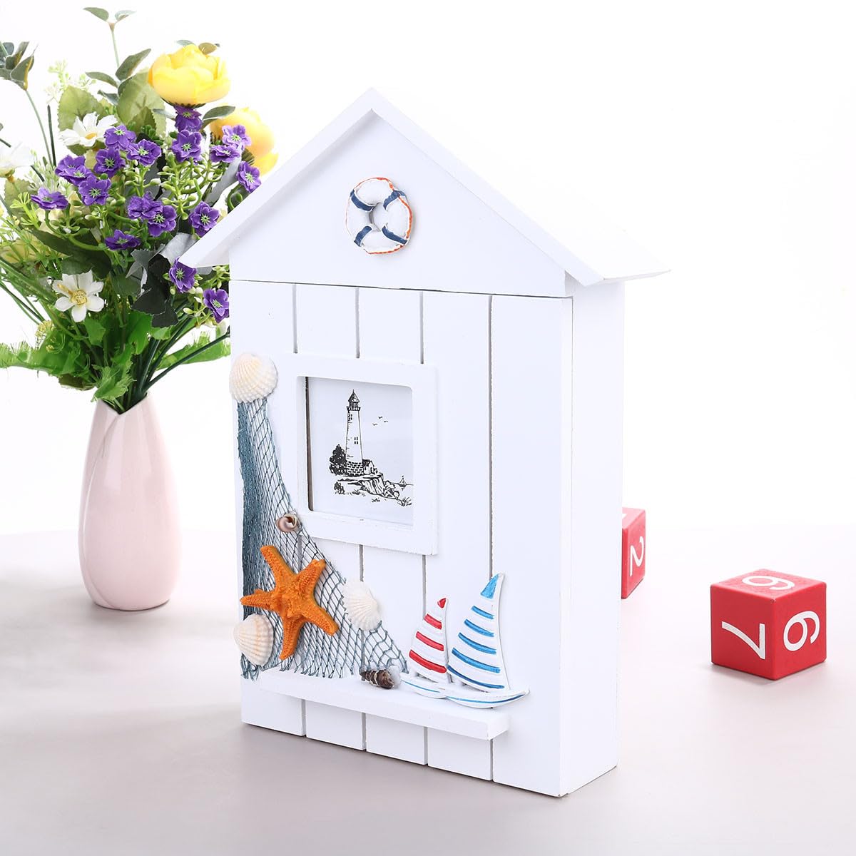 IMIKEYA Porta Costiero Forma a in Chiavi Sintetico Bianco Ganci Decorazione in per Corridoio e