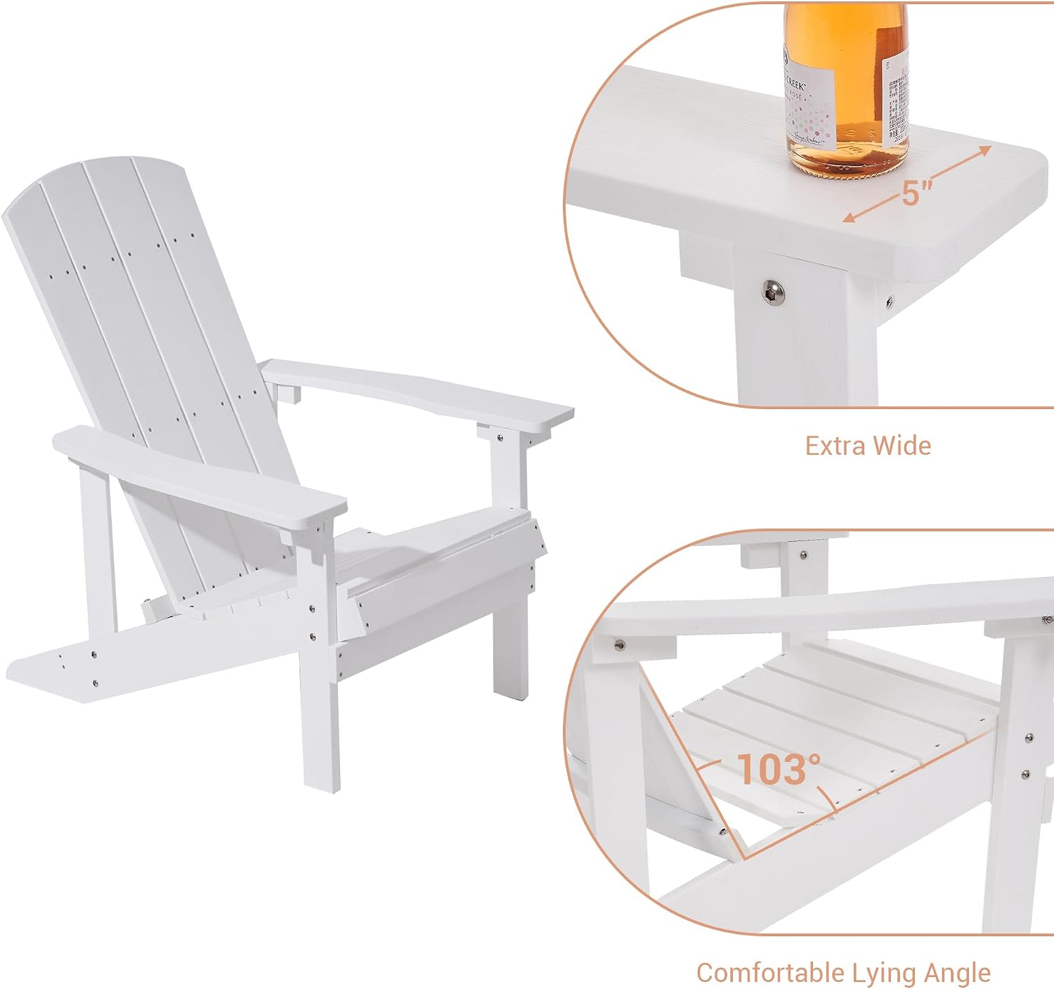 Adirondack Chairs, Plastic Adirondack Chairs Set of 2, All-Weather Resistant, Widely Used in Outdoor, Fire Pit, Deck, Outside, Garden