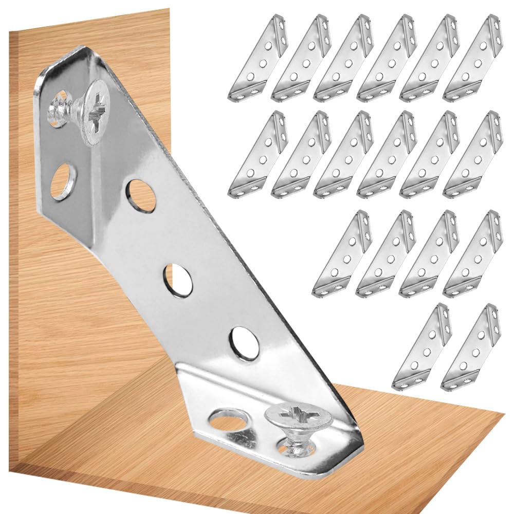 CODIRATO 30 Stück Metall Möbel Eckverbinder Edelstahl Dreiecksstütze Edelstahl Möbelverbinder Dreieck Winkel Klammern Eckwinkel 90 Grad Winkelverbinder Metallwinkel für Möbel Schrank Tisch Stuhl