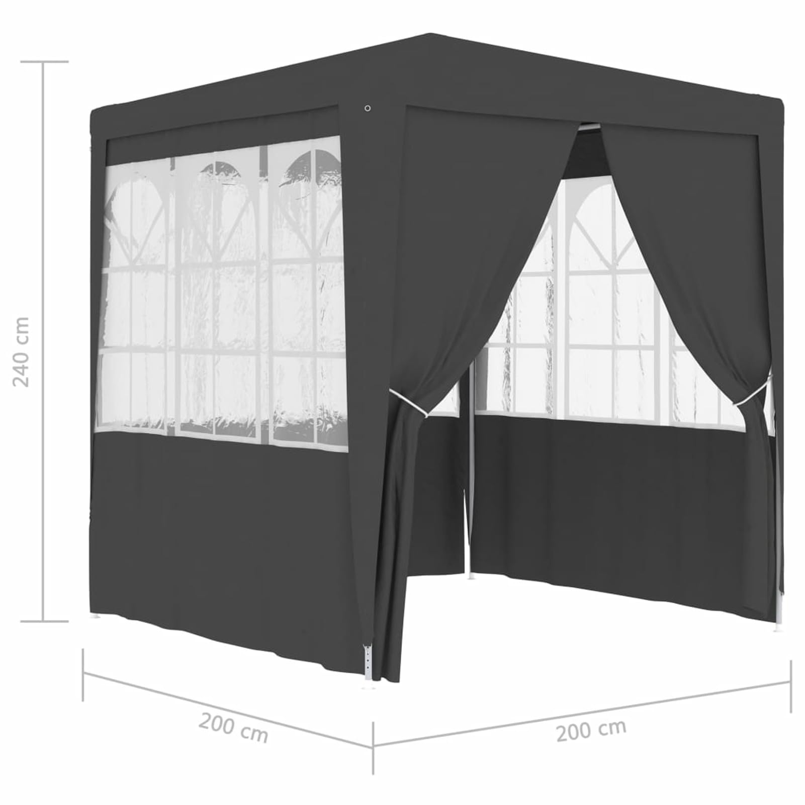 XJBTBA Profesjonalny namiot imprezowy ze ścianami bocznymi 2x2 m antracytowy 90 g/m?, przestrzeń prywatna/pokój na kemping przyczepa kempingowa piknik wędkarstwo i festiwale wakacje prysznic na plaży