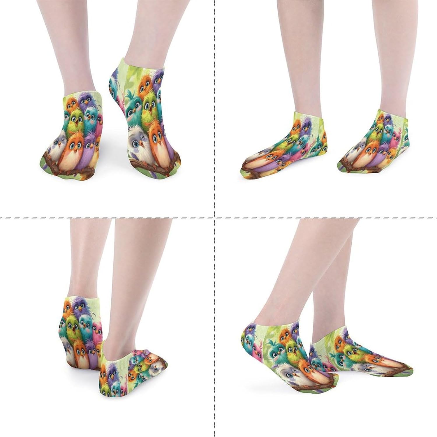 Soft And Cute Little Bird 5Pairs Low Cut Ankle Socks for Women No Show Casual Breathable Athletic Socks for Sport