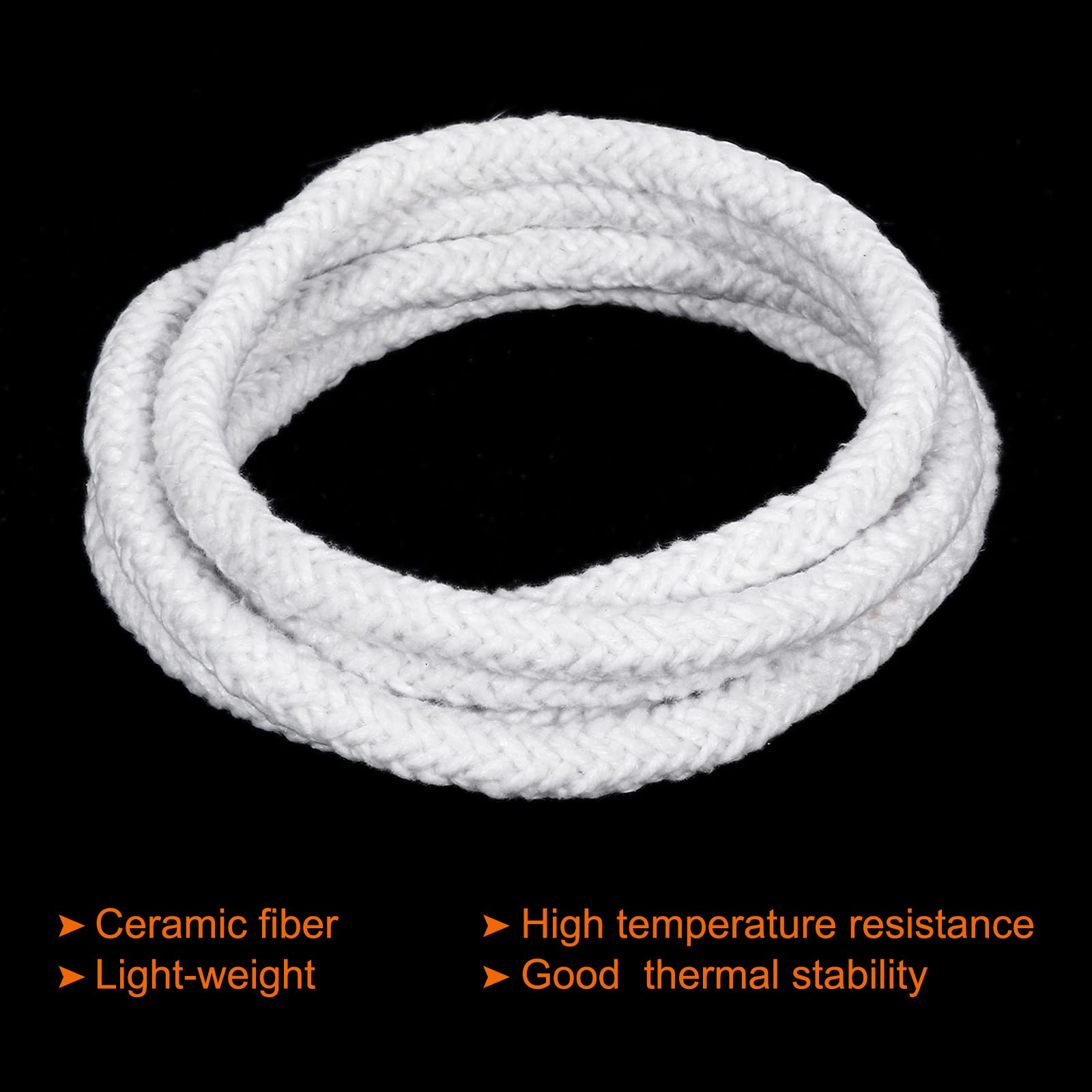 Corda per Sportello Stufa Pellet Forno Caldaia, Fibra di Vetro Corda Ignifuga per Stufa, Guarnizione per Porta Stufa, Guarnizione Stufa a Legna, per Sportello Stufa Pellet Forno, Nero, 6MM*3M