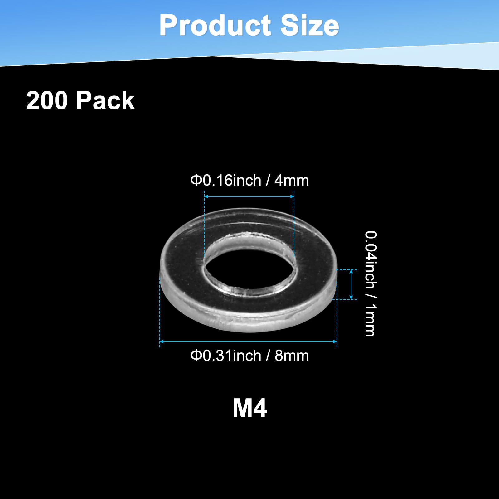 M METERXITY 200-Pack M4 PVC Flat Washers - Image 3