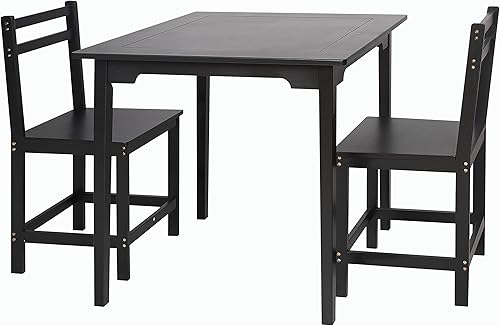 MUPATER Juego de comedor de 3 piezas de bambú de mesa de comedor cuadrada y sillas para 2 personas juego de mesa de cocina con 2 sillas para comedor