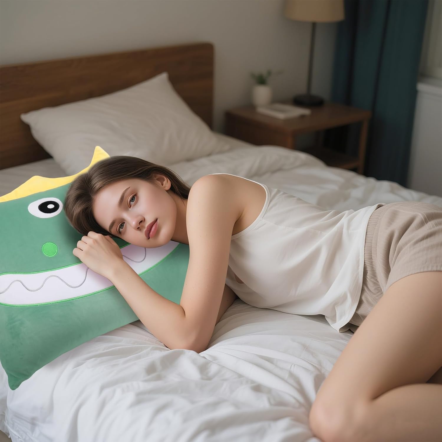 Kids Plush Cute Pillow Case Dino Animal Soft Toddler Pillowcase for Beds and Nap Time Travel Pillows Bedroom Home Furnishing, Christmas Halloween Thanksgiving Gifts (Dinosaur-Green, 26×20Inches) - Image 6